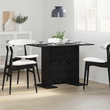 vidaXL Eettafel 110 x 60 x 75 cm Bewerkt hout Zwart Eiken, Verzenden, Nieuw