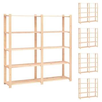 vidaXL Opbergrekken 5-laags 5 st 170x38x170 cm grenenhout, Verzenden