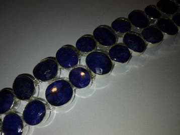 Sans prix de réserve - Bracelet Argent, Saphir bleu birman, Handtassen en Accessoires, Antieke sieraden