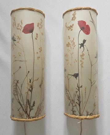 Wandlamp (2) - Vintage wandlamp met bloemmotief - Plastic