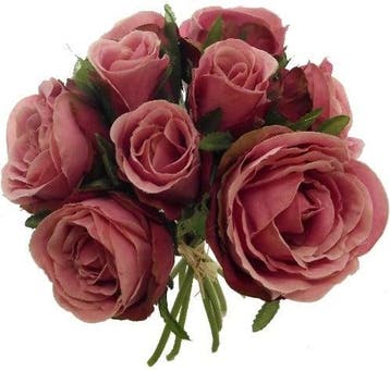 Zijden Rozen Vintage Pink Gemengd Grote bloem Boeket 9 stuks, Nieuw