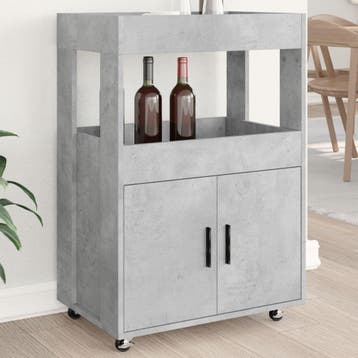 vidaXL Drankkar 60x39,5x89 cm bewerkt hout betongrijs, Verzenden, Nieuw