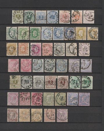 België 1869/1905 - 10 volledige series (behalve nr. 37) met, Postzegels en Munten, Gestempeld