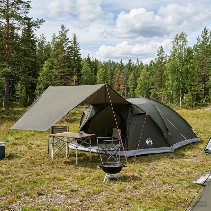 vidaXL Huisje Tent met dak Legergroen 8-persoons Polyester, Caravanes & Camping, Tentes, Envoi