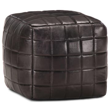 vidaXL Poef 40x40x40 cm echt geitenleer zwart, Huis en Inrichting, Zetels | Voetbanken en poefs, Verzenden, Nieuw