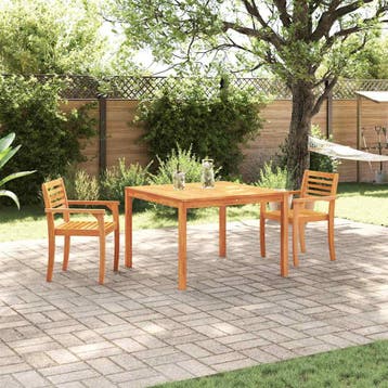 vidaXL Tuin Eettafel Set 3 pcs Bruin Massief Acacia Hout, Verzenden, Nieuw