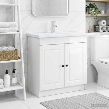 vidaXL Badkamer onder Wastafel Kast Hoogglans Wit 56 x 37,5, Verzenden, Nieuw
