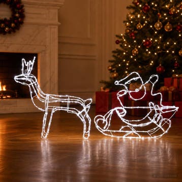 vidaXL Kerstversiering rendier en slee LOVIISA 320 LEDs, Diversen, Verzenden, Nieuw