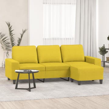 vidaXL Driezitsbank met voetenbank 180 cm stof lichtgeel, Huis en Inrichting, Zetels | Zetels, Verzenden, Nieuw