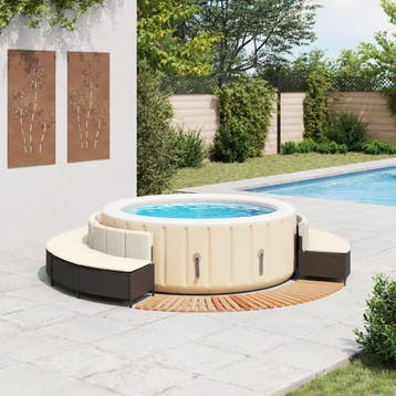 vidaXL Hottub-ombouw poly rattan en massief acaciahout zwart, Verzenden