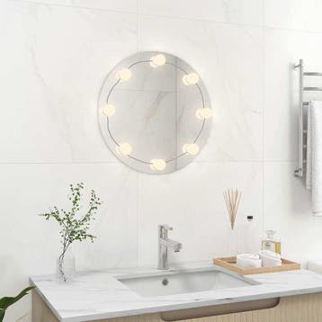vidaXL Wandspiegel met LED-lampen rond glas, Huis en Inrichting, Verzenden, Nieuw