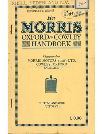 1927 MORRIS INSTRUCTIEBOEKJE NEDERLANDS