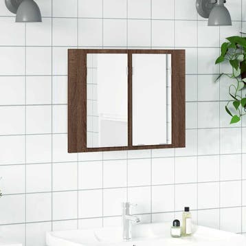 vidaXL Spiegelkast LED 60x12x45 cm bewerkt hout bruin, Verzenden