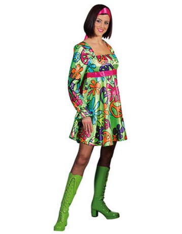Magic peace hippie jurk satijn, Ophalen of Verzenden, Nieuw