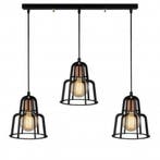 Industriële zwart / bronzen hanglamp set van 3 | Karl, Verzenden, Nieuw, Overige materialen, Industrieel