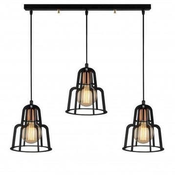 Industriële zwart / bronzen hanglamp set van 3 | Karl, Huis en Inrichting, Verzenden, Nieuw, Overige materialen, Industrieel