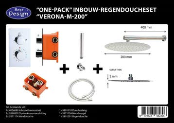 One-Pack inbouw-regendoucheset Muuruitloop 200mm Rond, Ophalen of Verzenden