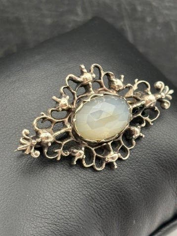 Zilver - Broche - Maansteen 1943, Amsterdam, Antiek en Kunst
