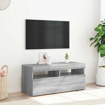 vidaXL Tv-meubel met LED-verlichting 90x35x40 cm grijs, Huis en Inrichting, Kasten |Televisiemeubels, Verzenden, Nieuw