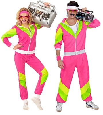 Neon 80S Trainingspak Fout Groen Roze, Verzenden, Nieuw