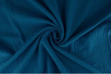 10 meter mousseline stof - petrol - Double gauze, Overige kleuren, Verzenden, 120 cm of meer, Katoen