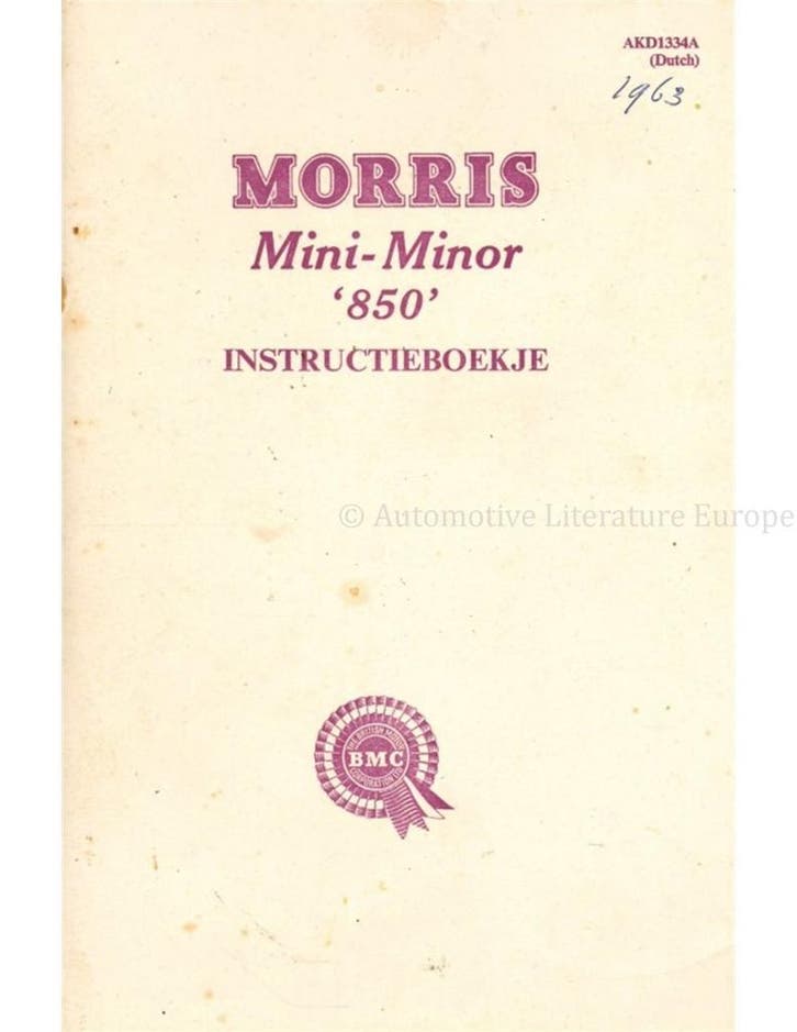 1961 MORRIS MINI MINOR 850 INSTRUCTIEBOEKJE NEDERLANDS, Auto diversen, Handleidingen en Instructieboekjes