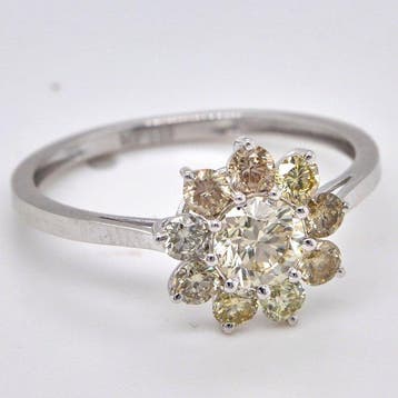 Zonder minimumprijs - Ring - 14 karaat Witgoud - 1.12ct. tw.