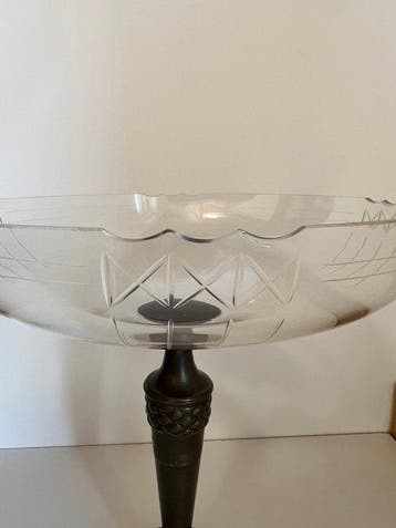Middentafel - Glas, Metaal - Art Deco middenstuk,