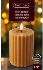 Ledkaars wax steady binnen ribbel lumineo bruin warm wit