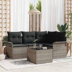 vidaXL Tuinbank Set met opslag 5 pcs Grijs poly rattan, Tuin en Terras, Verzenden, Nieuw