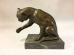 sculptuur, Spelende kat - 14 cm - Bronzen beeld - spelende, Antiek en Kunst
