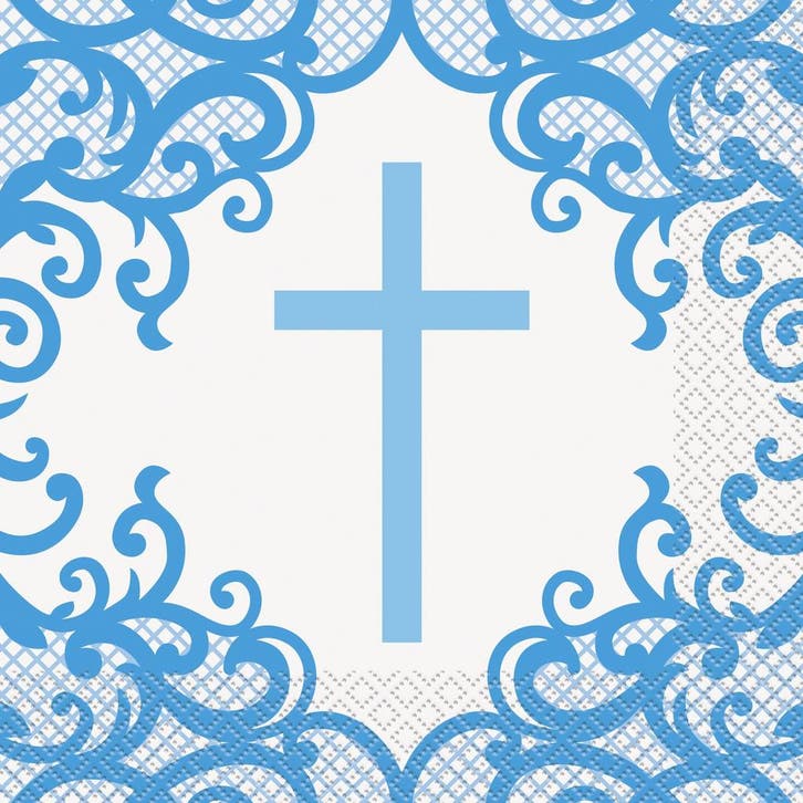 Communie Servetten Blauw 16st, Hobby en Vrije tijd, Feestartikelen, Nieuw, Verzenden