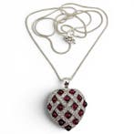 Zonder minimumprijs - Halsketting Zilver - Garnet, Handtassen en Accessoires, Kettingen, Nieuw