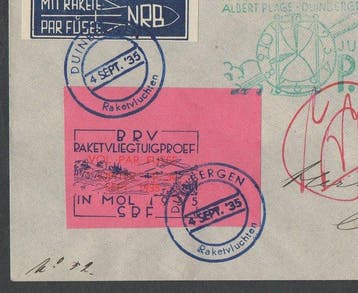 België 1935 - brief raketpost JUPITER P.26 - E11 Mol, Gestempeld