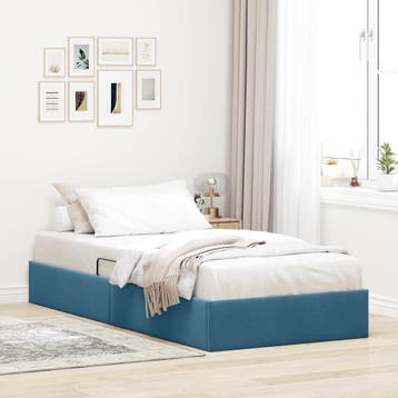 vidaXL Ottoman Bedframe met opslag Donkerblauw 90 x 200 cm, Verzenden