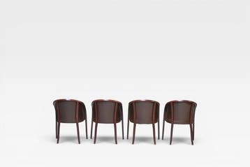 Fauteuil - Hout, Synthetisch leder - Set van vier fauteuils