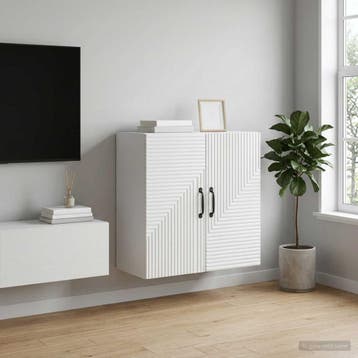 vidaXL Wandkast Hoogglans Wit 59 x 31 x 60 cm Bewerkt hout, Verzenden