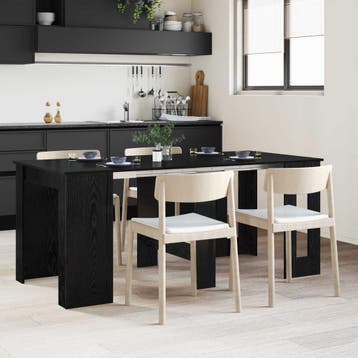 vidaXL Eettafel 180 x 85 x 75 cm Bewerkt hout Zwart eiken, Huis en Inrichting, Tafels | Eettafels, Verzenden, Nieuw