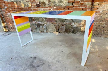 Fantoni - Tafel - strepen - IJzer, Hout, Antiek en Kunst