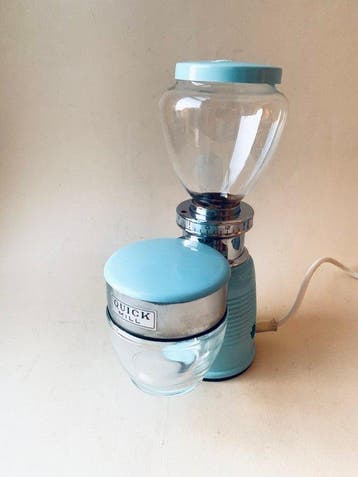 omre - Koffiemolen - quick mill - bedrukt glas - vintage en, Antiek en Kunst
