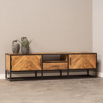 Tv-meubel Mangohout Kjeld 180 cm, Verzenden, Nieuw, Overige houtsoorten, Industriële meubels