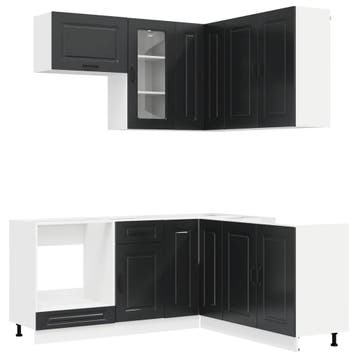 vidaXL Keukenblok KALMAR 8 st Zwart Bewerkt hout, Verzenden, Nieuw