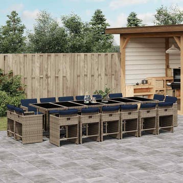 vidaXL 17-delige tuinset met kussens, grijs polyrotan, Verzenden, Nieuw, Tuinset