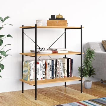 vidaXL 3-laags stellingkast zwart en eiken 80x40x92 cm, Verzenden