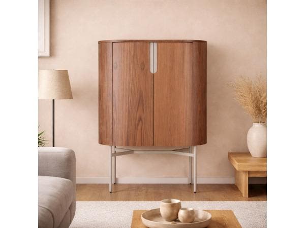 Veiling - Wandkast Walnoot - 130cm - Notenhout bruin - Creme, Huis en Inrichting, Kasten | Wandmeubels