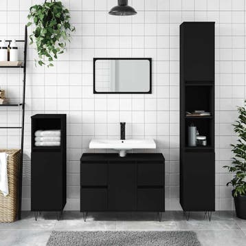 vidaXL Badkamerkast 80x33x60 cm bewerkt hout zwart, Verzenden