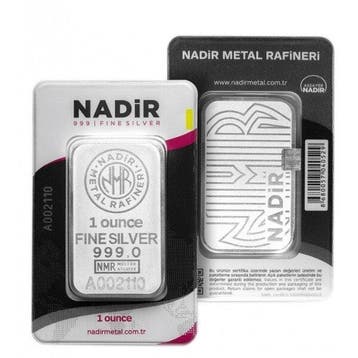 1 Troy Ounce - Argent .999 - 1 oz Nadir 999 Fine Silver Bar