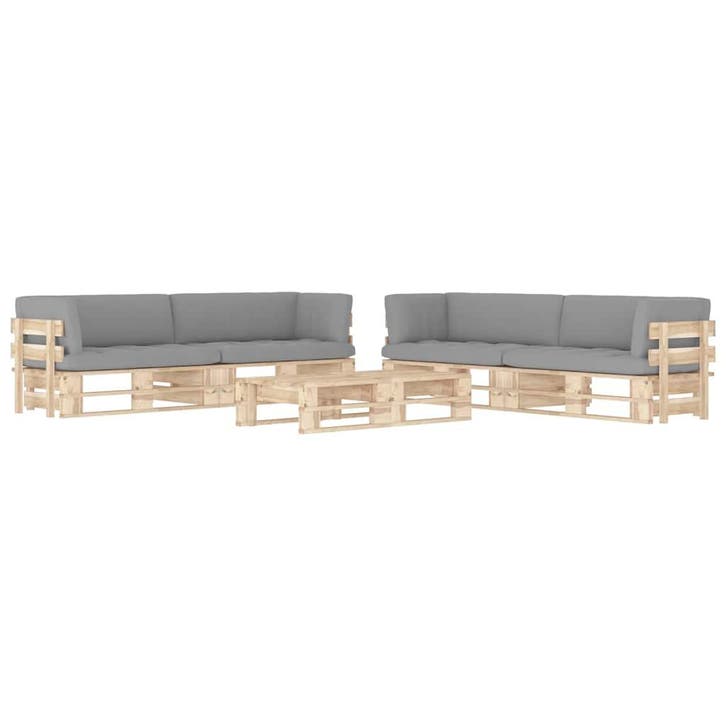 vidaXL 6-delige Loungeset pallet met kussens geïmpregneerd, Tuin en Terras, Tuinsets en Loungesets, Loungeset, Nieuw, Verzenden