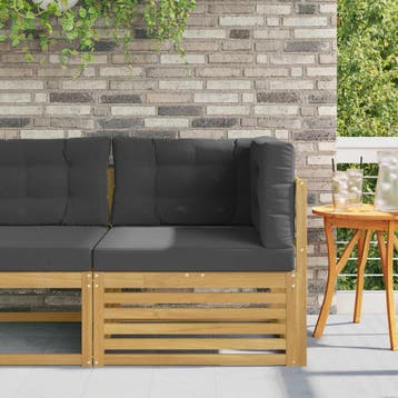 vidaXL Buitenhoekbank Massief Acacia Hout Wit, Tuin en Terras, Tuinsets en Loungesets, Verzenden, Nieuw