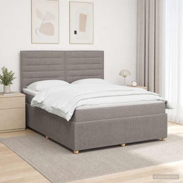 vidaXL Boxspringbed met matras met hoofdeinde Taupe 180 x, Verzenden